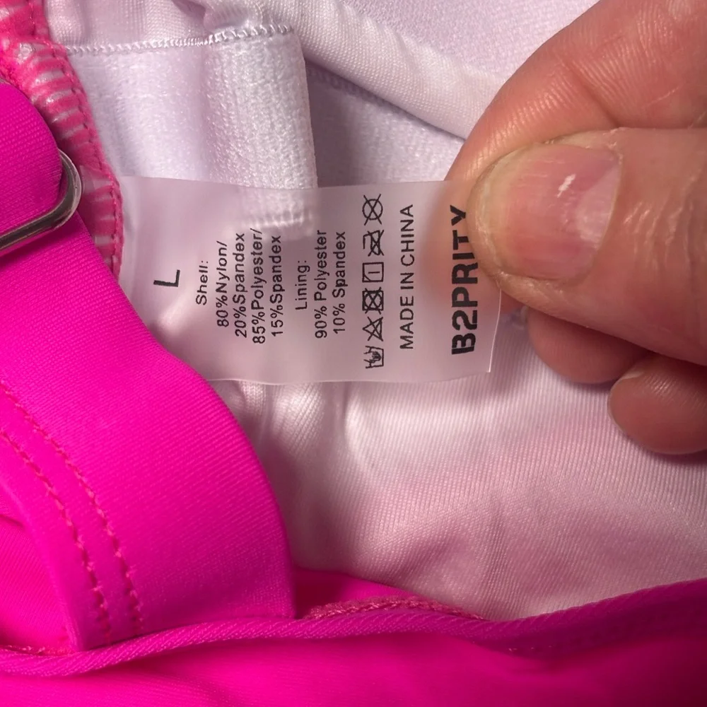 Women’s Ruched Tankini Top and bottoms set in Hot Pink - Picture 9 of 10